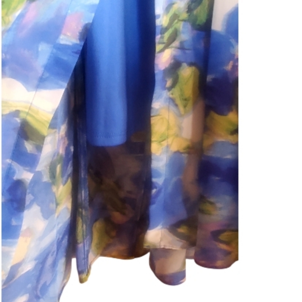 Taylor Periwinkle Watercolor Maxi V-Neck Button Front L/S Dress Size 8 NWT - Picture 4 of 11